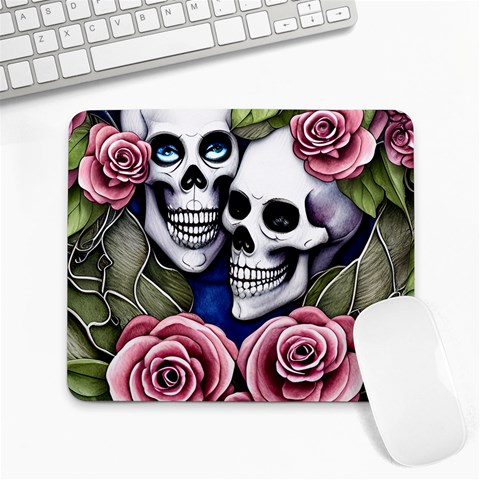 Skulls and Flowers Large Mousepad from ArtsNow.com Front