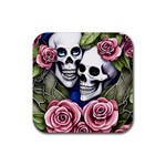 Skulls and Flowers Rubber Coaster (Square)