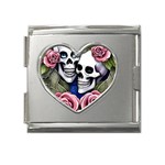 Skulls and Flowers Mega Link Heart Italian Charm (18mm)