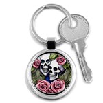 Skulls and Flowers Key Chain (Round)