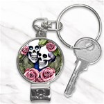 Skulls and Flowers Nail Clippers Key Chain