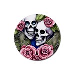 Skulls and Flowers Rubber Coaster (Round)