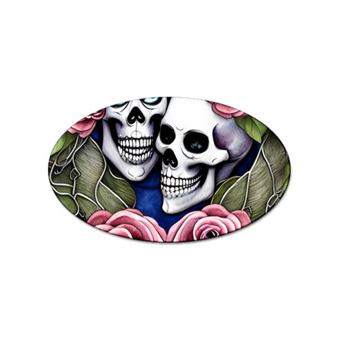 Skulls and Flowers Sticker (Oval) from ArtsNow.com Front