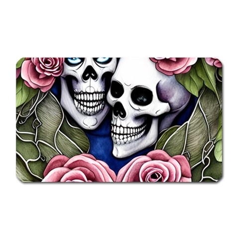 Skulls and Flowers Magnet (Rectangular) from ArtsNow.com Front