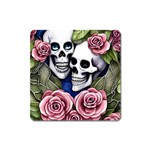 Skulls and Flowers Square Magnet