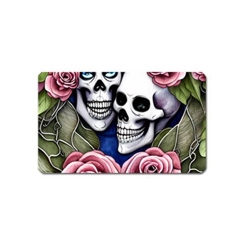 Skulls and Flowers Magnet (Name Card) from ArtsNow.com Front