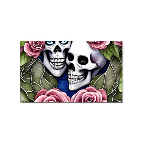 Skulls and Flowers Sticker Rectangular (10 pack) from ArtsNow.com Front