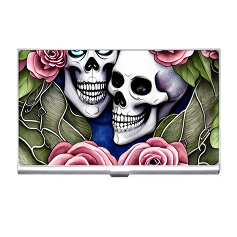 Skulls and Flowers Business Card Holder from ArtsNow.com Front