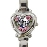 Skulls and Flowers Heart Italian Charm Watch