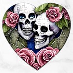 Skulls and Flowers Jigsaw Puzzle (Heart)