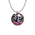 Skulls and Flowers 1  Button Necklace