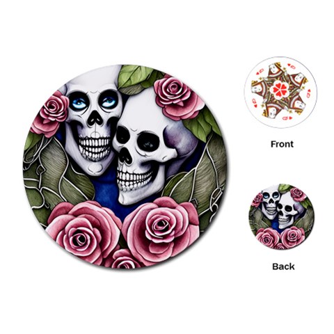 Skulls and Flowers Playing Cards Single Design (Round) from ArtsNow.com Front