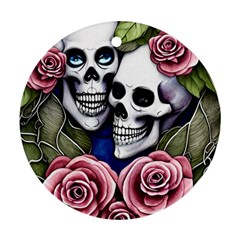 Skulls and Flowers Round Ornament (Two Sides) from ArtsNow.com Back