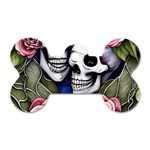 Skulls and Flowers Dog Tag Bone (Two Sides)