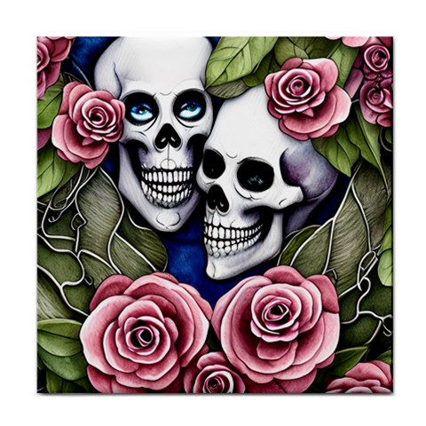 Skulls and Flowers Face Towel from ArtsNow.com Front