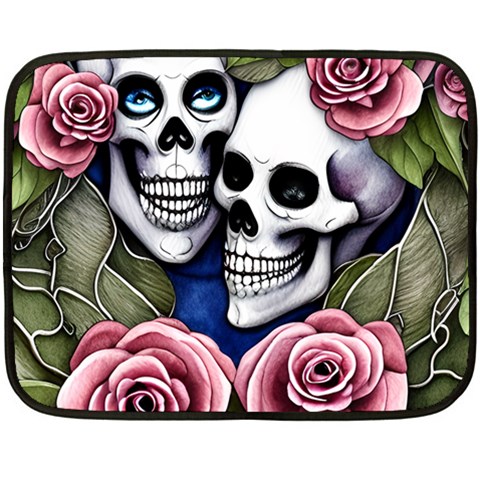 Skulls and Flowers One Side Fleece Blanket (Mini) from ArtsNow.com 35 x27  Blanket