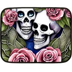 Skulls and Flowers One Side Fleece Blanket (Mini)