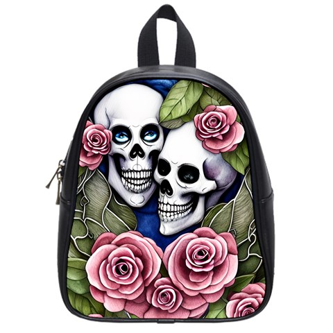 Skulls and Flowers School Bag (Small) from ArtsNow.com Front