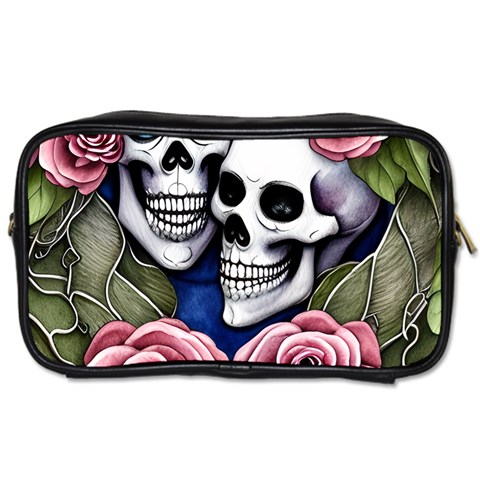 Skulls and Flowers Toiletries Bag (One Side) from ArtsNow.com Front