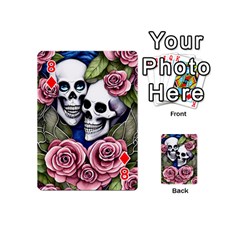 Skulls and Flowers Playing Cards 54 Designs (Mini) from ArtsNow.com Front - Diamond8