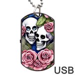 Skulls and Flowers Dog Tag USB Flash (Two Sides)