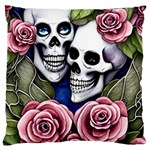 Skulls and Flowers Large Cushion Case (One Side)