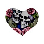 Skulls and Flowers Standard 16  Premium Heart Shape Cushions