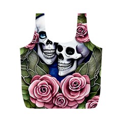 Skulls and Flowers Full Print Recycle Bag (M) from ArtsNow.com Front