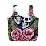 Skulls and Flowers Full Print Recycle Bag (M)