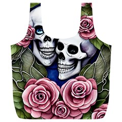 Skulls and Flowers Full Print Recycle Bag (XL) from ArtsNow.com Front