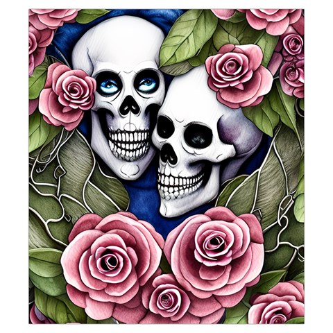 Skulls and Flowers Drawstring Pouch (Small) from ArtsNow.com Front