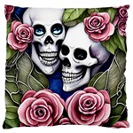 Skulls and Flowers Standard Premium Plush Fleece Cushion Case (Two Sides)