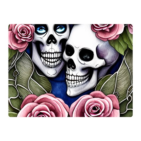 Skulls and Flowers Premium Plush Fleece Blanket (Mini) from ArtsNow.com 35 x27  Blanket Front