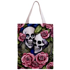 Skulls and Flowers Zipper Classic Tote Bag from ArtsNow.com Back