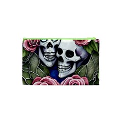 Skulls and Flowers Cosmetic Bag (XS) from ArtsNow.com Back