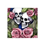 Skulls and Flowers Satin Bandana Scarf 22  x 22 