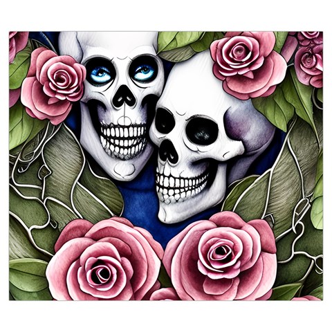 Skulls and Flowers Zipper Large Tote Bag from ArtsNow.com Front