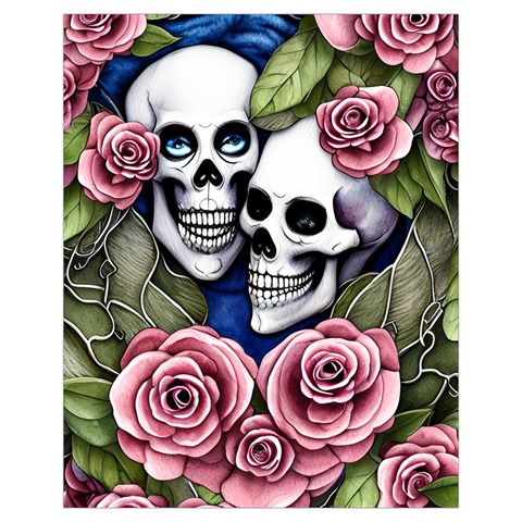 Skulls and Flowers Drawstring Pouch (XL) from ArtsNow.com Front