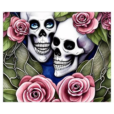 Skulls and Flowers Zipper Medium Tote Bag from ArtsNow.com Front
