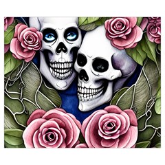 Skulls and Flowers Zipper Medium Tote Bag from ArtsNow.com Back