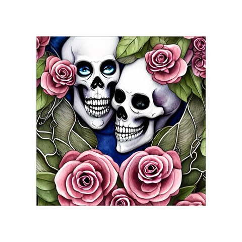 Skulls and Flowers Square Tapestry (Small) from ArtsNow.com Front