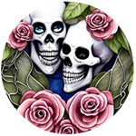 Skulls and Flowers Wooden Bottle Opener (Round)