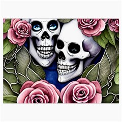 Skulls and Flowers Roll Up Canvas Pencil Holder (M) from ArtsNow.com Front