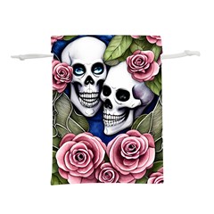 Skulls and Flowers Lightweight Drawstring Pouch (S) from ArtsNow.com Front