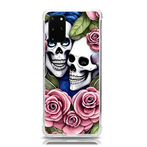 Skulls and Flowers Samsung Galaxy S20Plus 6.7 Inch TPU UV Case from ArtsNow.com Front
