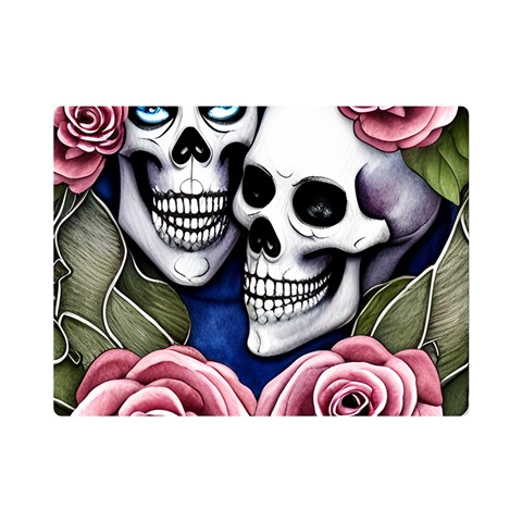Skulls and Flowers One Side Premium Plush Fleece Blanket (Mini) from ArtsNow.com 35 x27  Blanket Front