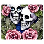 Skulls and Flowers One Side Premium Plush Fleece Blanket (Small)