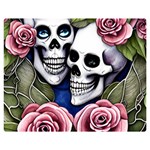 Skulls and Flowers One Side Premium Plush Fleece Blanket (Medium)