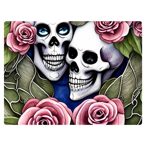 Skulls and Flowers One Side Premium Plush Fleece Blanket (Extra Small) from ArtsNow.com 40 x30  Blanket Front