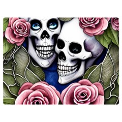 Skulls and Flowers Premium Plush Fleece Blanket (Extra Small) from ArtsNow.com 40 x30  Blanket Back